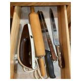 Rolling pin and knives