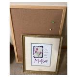 Cork board and framed mother print