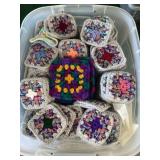 Tote of crocheted items