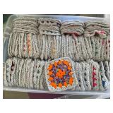 Tote of crocheted items