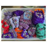 Tote of crocheted items