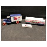 Bud !ight die cast truck bank and train cars