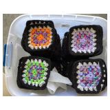 Tote of crocheted granny squares