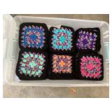 Tote of crocheted granny squares