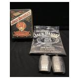 Jack Daniels flasks, apron & tin