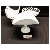 Milk glass pedestal platters