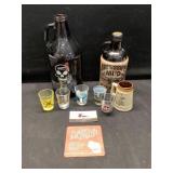Shot glasses and bottles
