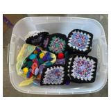 Tote of crocheted items