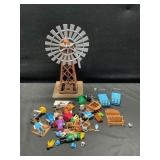 Playmobile train depot and windmill