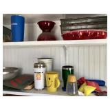 Shelf contents, dishes, kitchen items