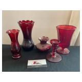 Ruby Red Glass Vases