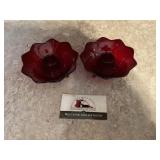Vintage Fenton Ruby red footed candle holders