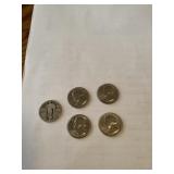 1 - stand liberty 25 cent piece , 4 - 177