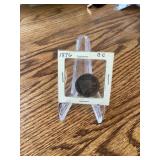 1876 CC seated liberty 25 cent coin