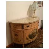 Vintage curved cabinet with glass top, and touch