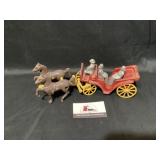Antique toys cast iron horse drawn carriage with