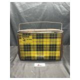 Vintage metal Tartan ice chest