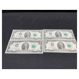 Five 1976 $2 Bills