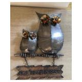 MCM metal owl hanging decor
