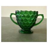Green bubble glass  sugar bowl