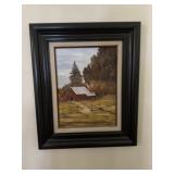 Framed barn painting