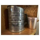 Sifter and metal measuring cup