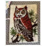 MCM owl latch hook wall rug