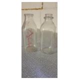 Scyberts-Atlantic, IA glass milk jar & plain jar
