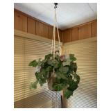 MCM hanging fake plant in stoneware pot