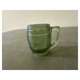 Green glass mini barrel toothpick holder