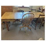 Antique oak dining room table and chairs