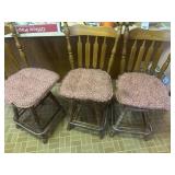 3 wooden bar stools