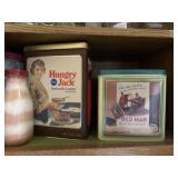 Hungry Jack, Red Man, misc tin cans