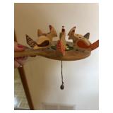 Homemade novelty chickens eating