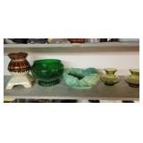 Green glass &ceramic decor