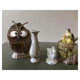 Owl decor and vases