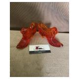 Orange Fenton glass shoes