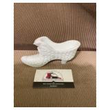 Milk glass hobnail Fenton boot