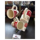 Campbells soup coffee mugs on stand
