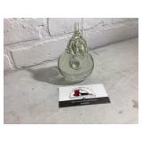 Clear Handblown Glass Pear Paperweight