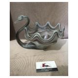 Blown glass swan dish