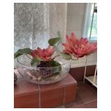 Glass bowl and  floral