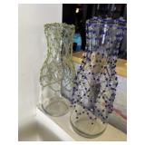 Glass juice jars with beaded decor