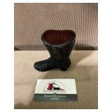 Cranberry Fenton glass boot