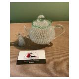 Blown glass basket and angel