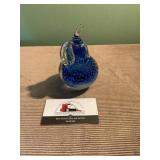 Blown glass blue pear