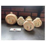 Art deco condiment server and salt and pepper