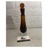 Heavy Amber Brown Glass Bud Vase with Stopper