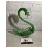 Whitefriars Green Glass Swan Console Bowl