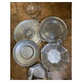 Aluminum serving ware and glass bowl